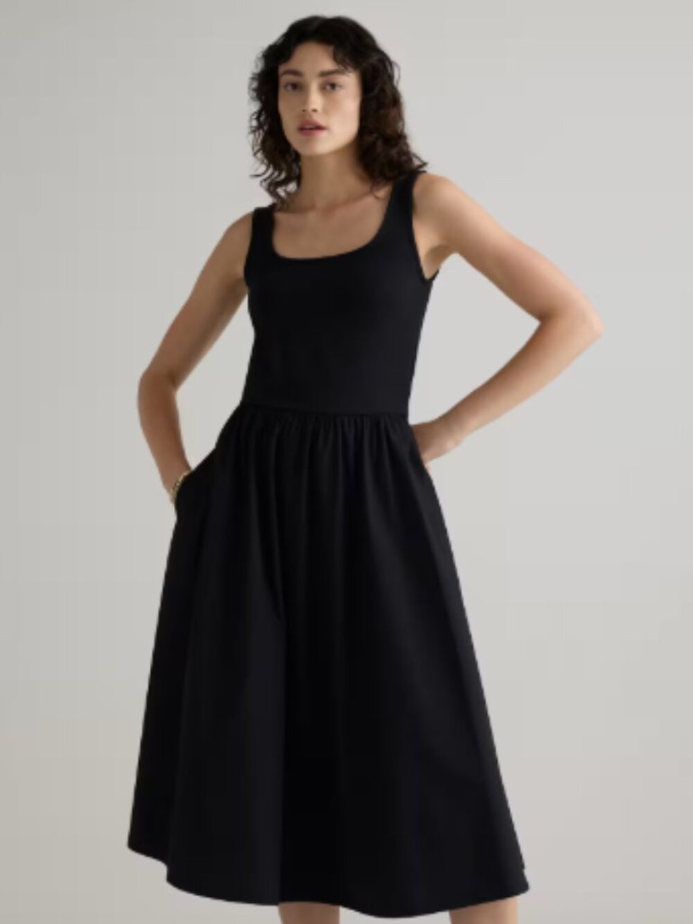 Quince Cotton Mixed Media Tank Dress - Large